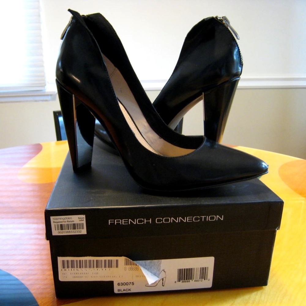 French Connection Women's Black Leather Dress Heel